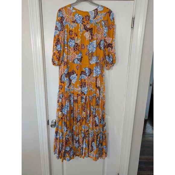 Abel the Label Mango Magic Tiered Maxi Dress women's‎ medium orange floral NWTs - Picture 8 of 9